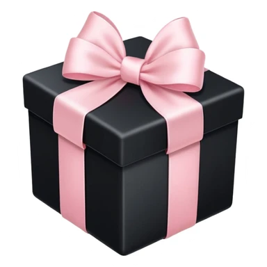Realistic black gift box with light pink bow sticker