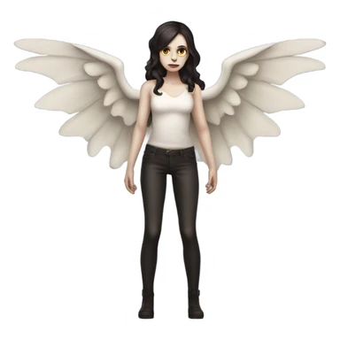 Pale skin, brunette demon woman with wings full body sticker