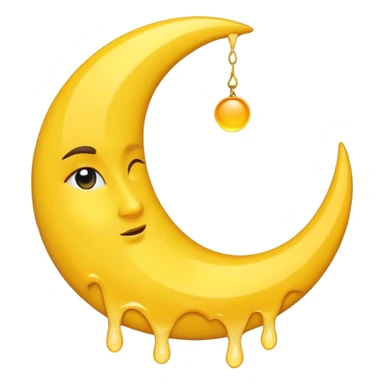 Melting waning crescent moon without any face and should in yellow colour sticker