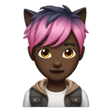 dark skin catboy with pink hair sticker
