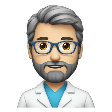 Doctor rubio con lentes azules, barba blanca sticker