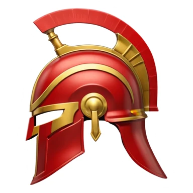 Side view of a gold and red Spartan helment sticker