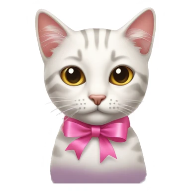 cat with pink ribbon sticker