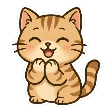 A tabby cat, used as a WhatsApp expression, cute, cute, no background, only the cat sticker