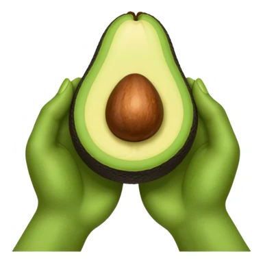 hands holding a so small avocado sticker
