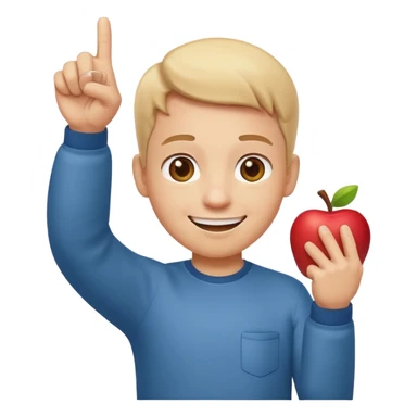 emoji of a happy cartoon person pointing downward toward the ground with both hands, standing upright, smiling warmly, both index fingers extended and pointing down clearly, simple light background, expressive and playful Apple emoji design showing the meaning “here / down here sticker