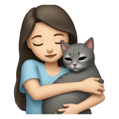 Brunette girl  sleeping with grey cat  sticker