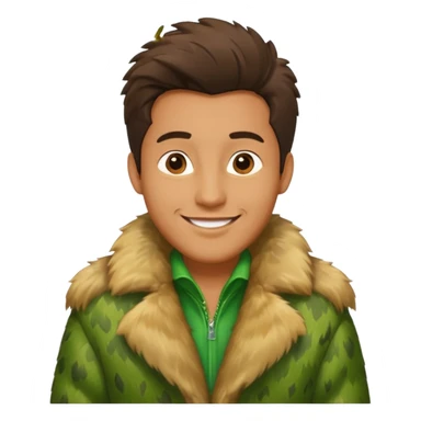 male in green fur coat  sticker
