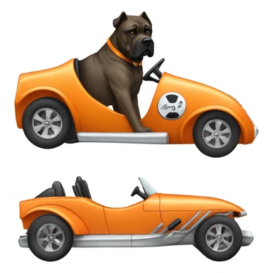 An orange-colored Cane Corso driving a sports car. sticker