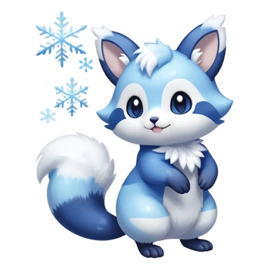 Shiny White Pastel Snowy Icy Sparkly Cute Furret-Meowstic-Hybrid (Full body) with snow and snowflakes and glitters effects aesthetic sticker