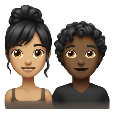 black shitzu with a tan girl with long black wavy hair and bangs sticker