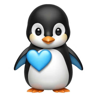 loving penguin whit blue hearts sticker