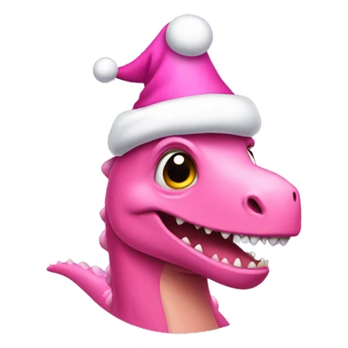 pink dinosaur wearing a christmas hat sticker