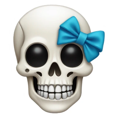 A skeleton wearing a bow sticker