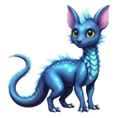 Feral Rare Fantasy Darkg gothic spooky  sparkly shiny Draco-Vernid-Trico-species by LiLaiRa, random markings, tufted tail, tufted ears, full body sticker