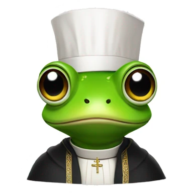 frog wearing airpods dressed as a priest sticker