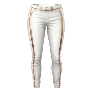 Realistic isolated pair white leather pants with rose gold pinstripes on them. sticker