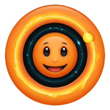 make a blackhole, accretion disk and all, with an orange smiley face, black head, orange ring, orange eyes, orange mouth, no other details sticker