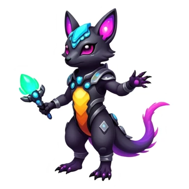 Epic Edgy Cute Colorful Vibrant Dark Nebula Modern Vernid-Protogen-creature-animal, full body sticker