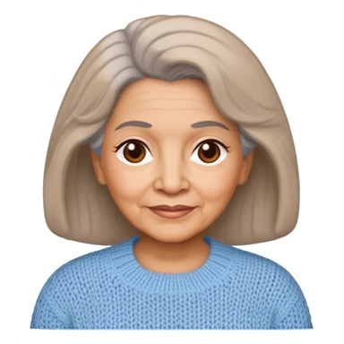 Latina grandmother, light brunette, with light blue knitted sweater sticker