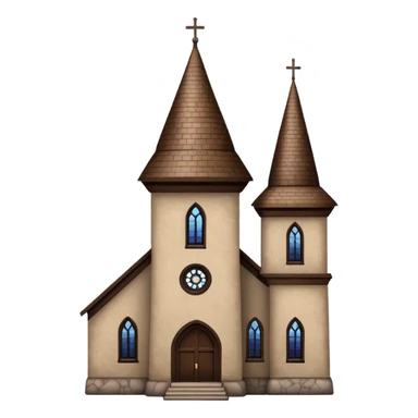 brown chruch with round turret top single turret sticker