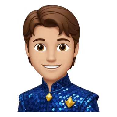 Prince Fiyero from the Wizard of Oz with brown hair, dark blue sequin outfit sticker