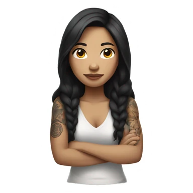 Filipino woman with dark long hair and tattoos  sticker