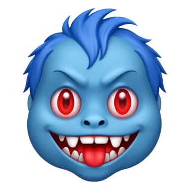 Quiero que hagas un monstruo azul y quiero que tenga boca roja y tambien pelo azul sticker