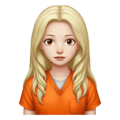 prisoner dark long haired woman in orange clothing in front of bars sticker