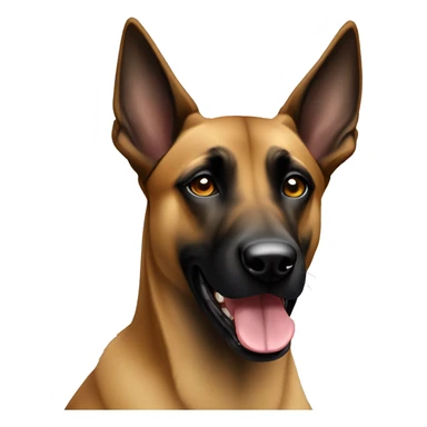 belgian malinois with white patch around right eye and ear sticker