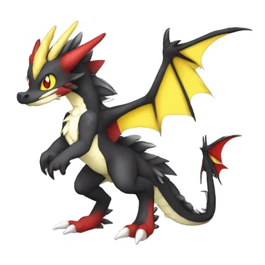 Anthro Cute cool black red white yellow nargacuga-dragon sergal animal hybrid Fakemon full body sticker