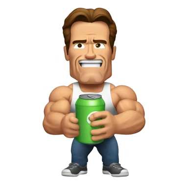 Arnold Schwarzenegger with a can of protein in his hands sticker