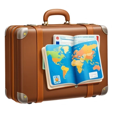 travel itinerary with suitcase and passport, no text or letters sticker