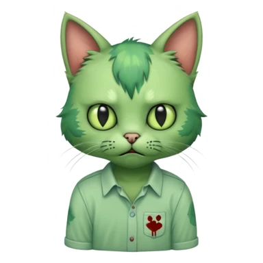 a super cute zombie green cat with shirt, look sad but not danger

 sticker