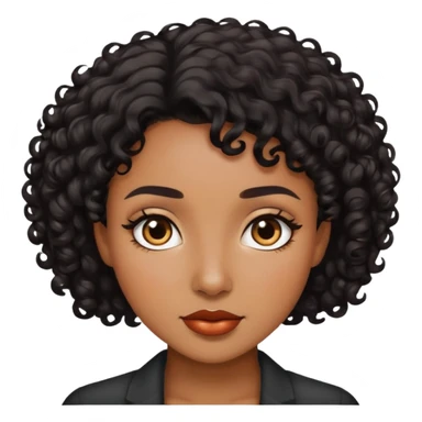 Woman with brown skin, short dark black curly hair sticker