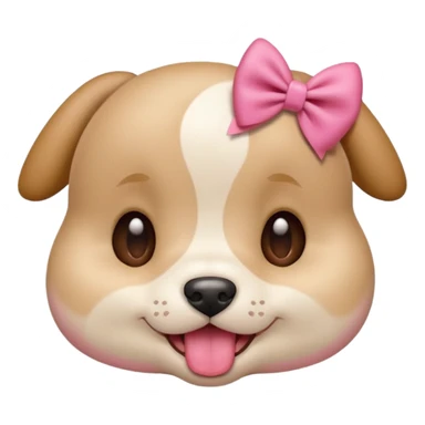 This puppy HEAD 🐶 with a pink bow and tongue out, please in apple ios emoji stylem not fluffy!! Not white, not hairy!  sticker
