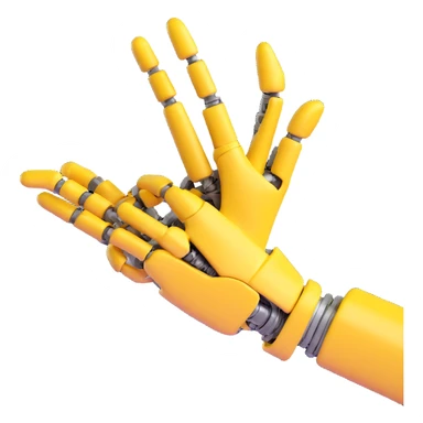 Human hand shaking robot hand, yellow human hand and metallic robot hand sticker