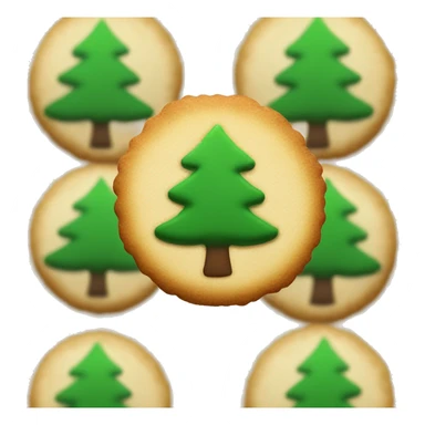One simple Round plain cookie with a green Christmas tree in the center very basic sticker