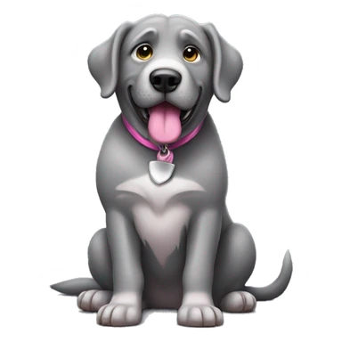 Grey big dog with pink now sticker