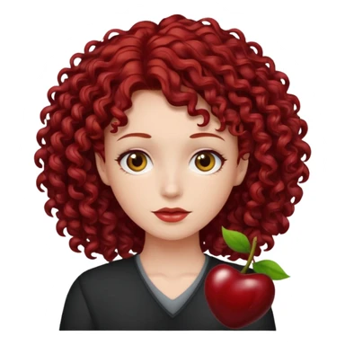 dark red cherry curly hair  sticker