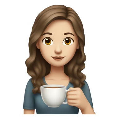 Brown hair white Girl drinking tea sticker