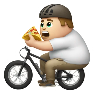 Fat white bike rider eating a burrito sticker