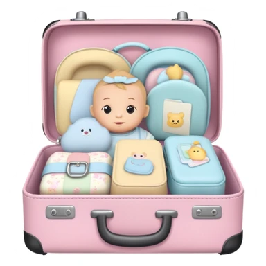 Small cute baby suitcase with baby designs, pastel colors sticker