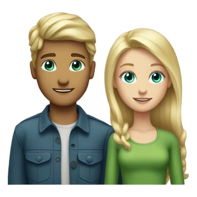 Blonde tall boy with blue eyes and blonde girl with green eyes sticker