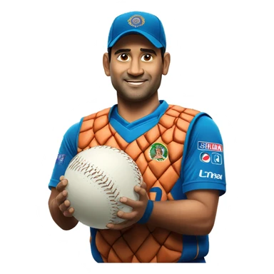 Dhoni with ball sticker
