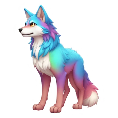 Colorful Shiny Fionbri-Falvie-sparkle-wolf-sona with markings full body sticker