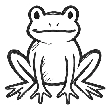 full body frog hand drawn black outline icon sticker