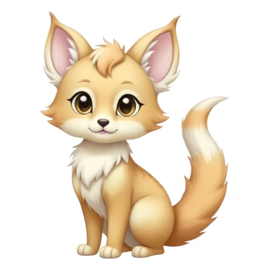 Kawaii bright fantasy ethereal anthro fursona animal with a tufted tail and round ears sticker