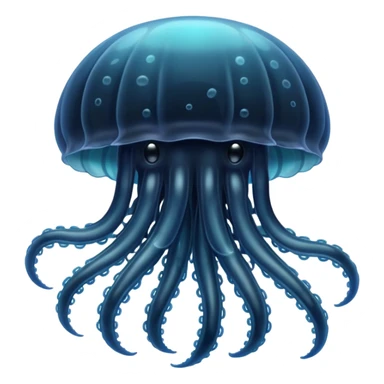 Black jellyfish with two tentacles spreading out sticker