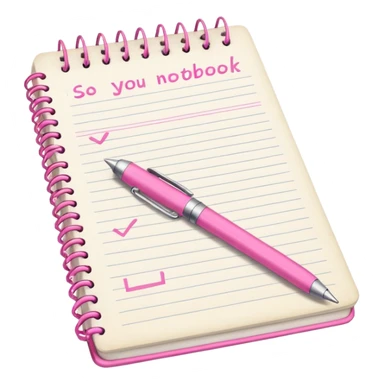 white vintage notebook with some list on it and a pink pen nearby sticker